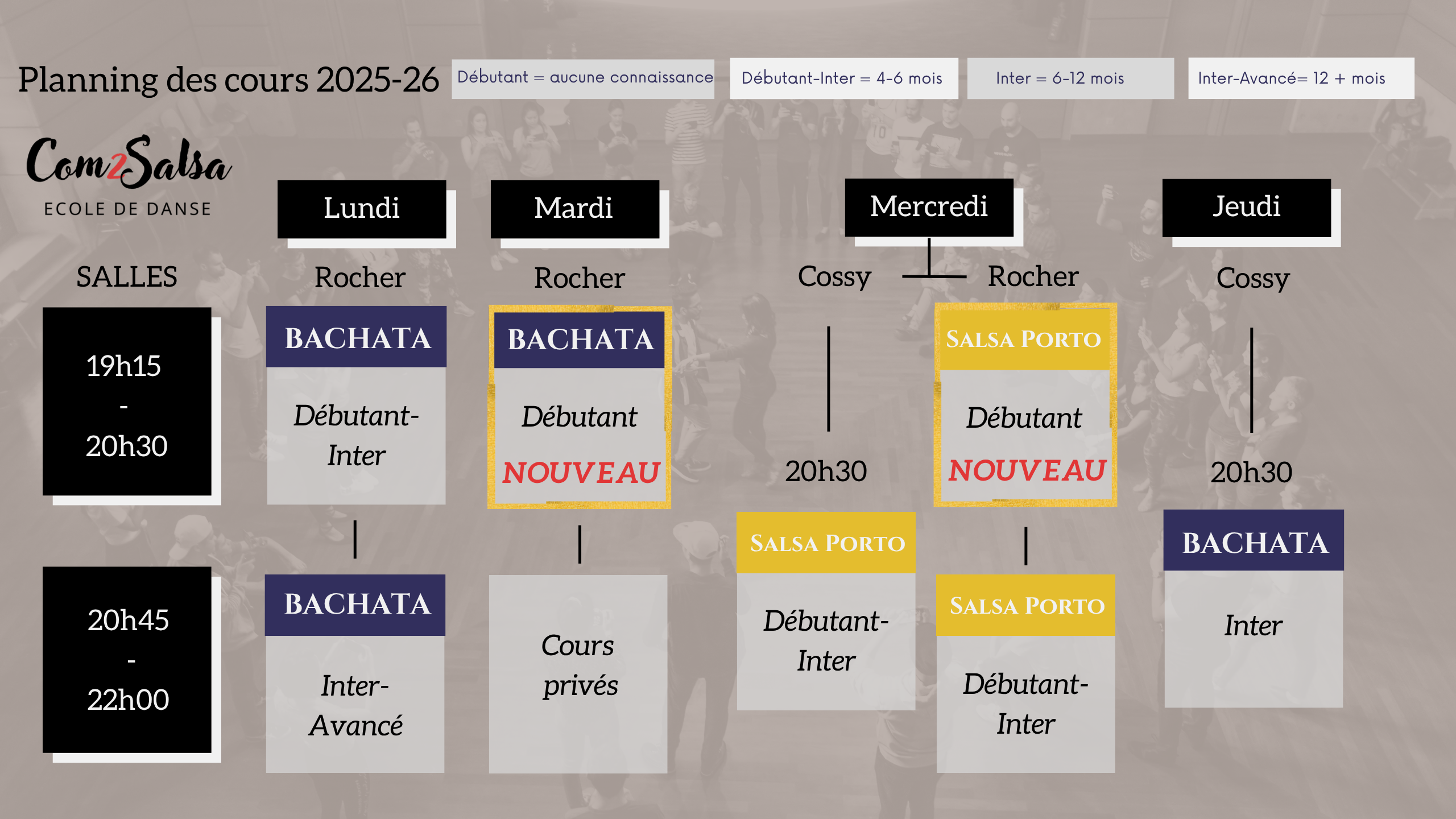 Planning des cours avril26